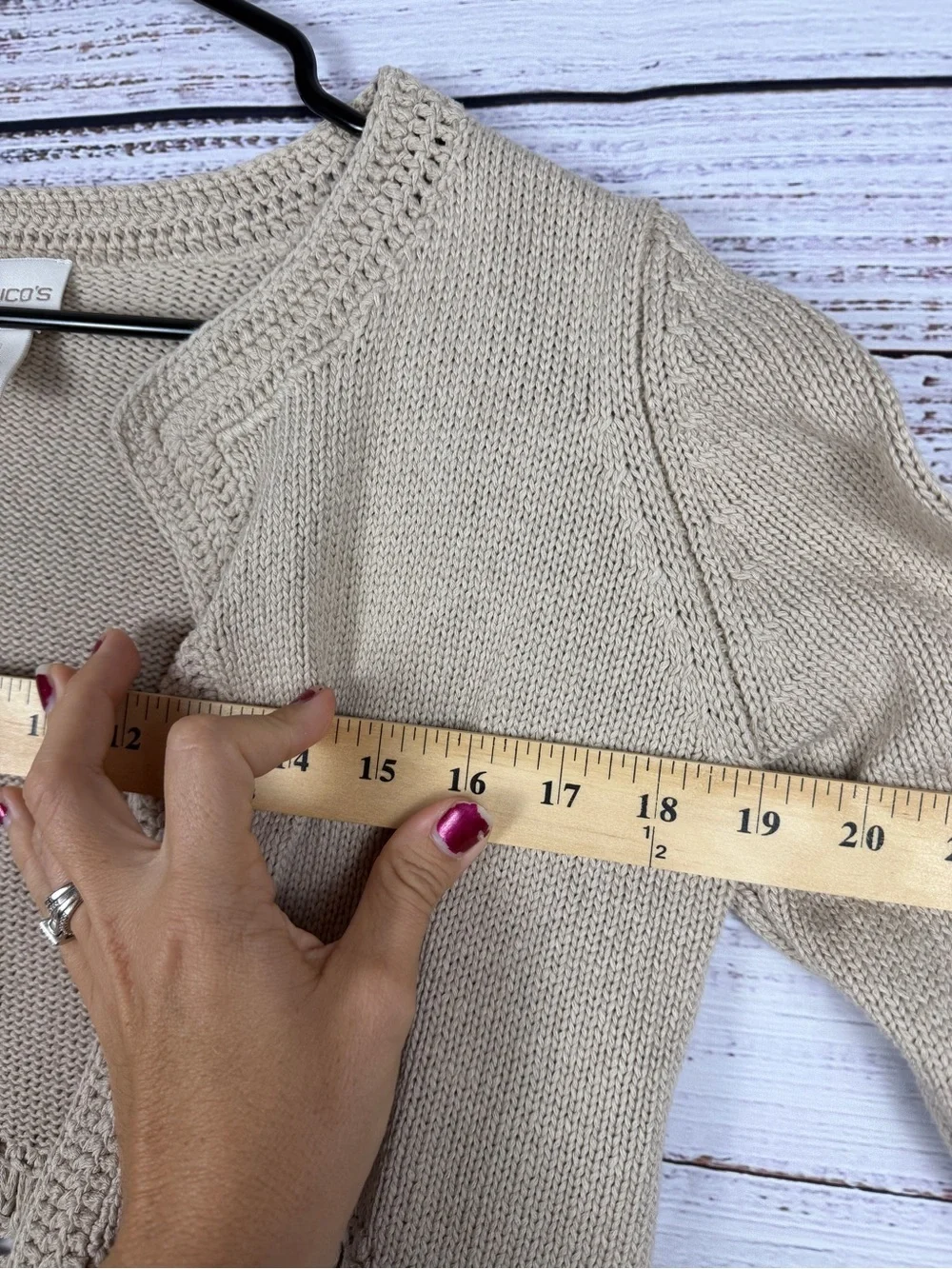 Chico's Crochet Lace Hem Knit Cardigan – Size 1